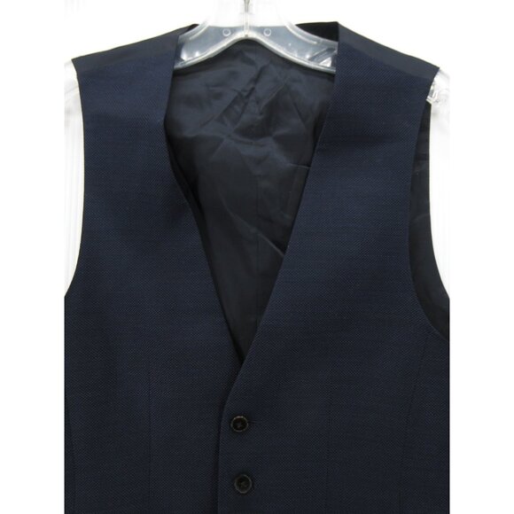 Hugo Boss Waistcoat Vest 36 Navy Virgin Wool Jacket Formal Extra Slim - Picture 2 of 12